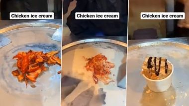 Tandoori Chicken Ice Cream With Chocolate Sauce Is Worst Nightmare Come True Moment for Food Lovers! (Watch Viral Video)