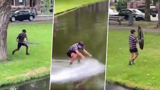 Man Surfs Through Canal in Middle of City at An Incredible Speed, Leaves Internet Stunned (Watch Video)