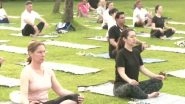 G20 Summit 2023: Delegates Take Part in Yoga Session on Sidelines of Health Working Group Meeting in Goa (See Pics and Video)