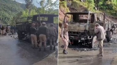 Jammu and Kashmir: Five Soldiers Die As Indian Army Vehicle Catches Fire in Poonch (Watch Video)