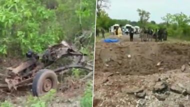 Chhattisgarh Naxal Attack: 11 Policemen Killed in IED Blast Triggered by Maoists in Dantewada (Watch Video)