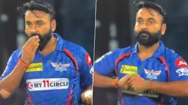 Amit Mishra Caught on Camera Applying Saliva on Ball During RCB vs LSG IPL 2023 Match (Watch Video)