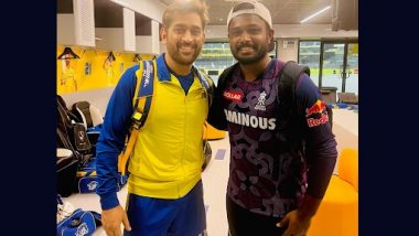 ‘Vathi is Here’ Rajasthan Royals Captain Sanju Samson Shares a Moment With MS Dhoni Ahead of CSK vs RR IPL 2023 Clash