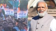 PM Modi Gets Warm Welcome in Delhi: PM Narendra Modi Lands at Palam Airport After Concluding Three-Nation Visit, Hundreds Gather To Welcome Him (Watch Video)