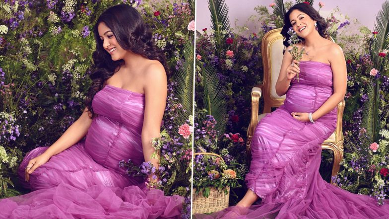 Mom-to-Be Ishita Dutta Flaunts Baby Bump in Lavender Colour Dress in Her Latest Maternity Photoshoot (View Pics)