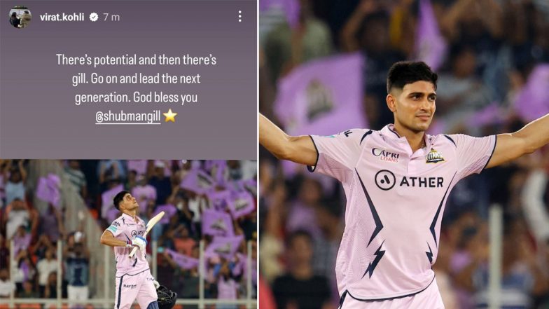 'Go On and Lead the Next Generation’ Virat Kohli Heaps Praise on Shubman Gill After Gujarat Titans Star Smashes Maiden Hundred in IPL 2023 Match Against SRH