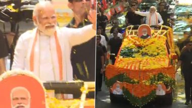 Karnataka Assembly Elections 2023: PM Narendra Modi Begins Mega Roadshow in Bengaluru (Watch Video)