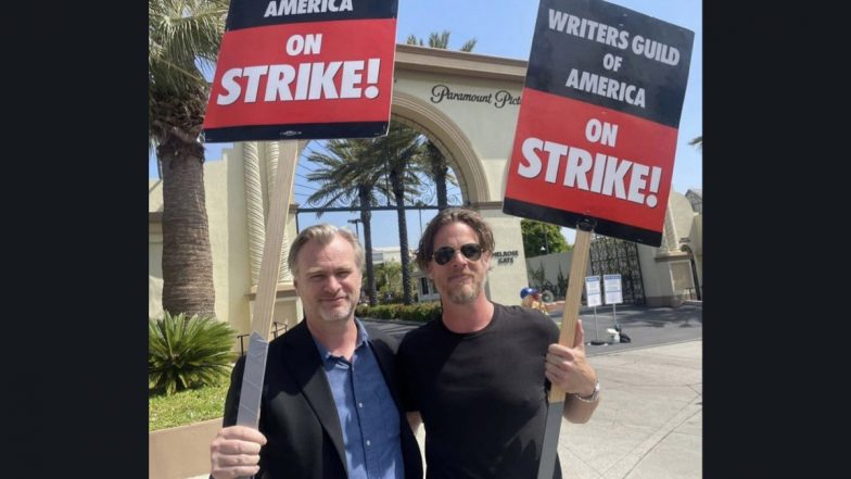 Christopher Nolan and Jonathan Nolan Stand Outside Paramount Pictures with Picket Signs in Support of Writers Strike (View Pic)