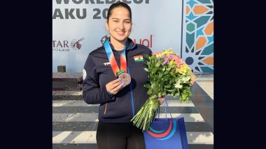 ISSF World Cup 2023: Rhythm Sangwan Wins Bronze in Women’s 10m Air Pistol Event; Opens India’s Account in Baku