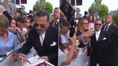 Johnny Depp at Cannes 2023: Huge Crowds Gather Before Premiere of His Film Jeanne du Barry, Actor Clicks Pics with Fans (Watch Videos)