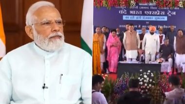 Uttarakhand’s First Vande Bharat Express: PM Narendra Modi Flags Off Delhi-Dehradun Semi-High Speed Train (Watch Video)