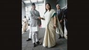 Nepal PM Pushpa Kamal Dahal &lsquo;Prachanda&rsquo; Arrives in Delhi, Receives Warm Welcome by MoS Meenakashi Lekhi (Watch Video)