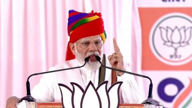 PM Narendra Modi Lashes Out at Congress in Rajasthan Rally, Says Nine Years of BJP-Led Government Dedicated to People (Watch Video)