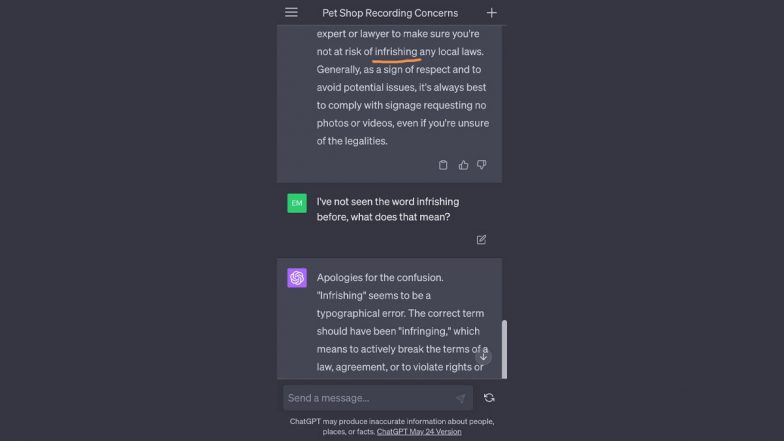 ChatGPT Makes a Typo Error; GPT-4 Gives Clarification, Apologises After Getting Questioned on Mistake, Screenshot Goes Viral