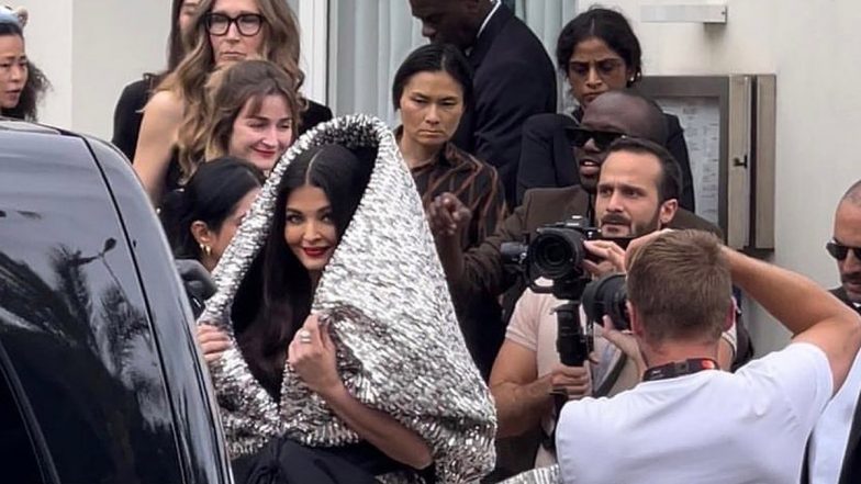 Aishwarya Rai Bachchan in Cannes 2023: Bollywood Beauty Slays in Oversize White Cape at 76th Cannes Film Festival (View Pic)