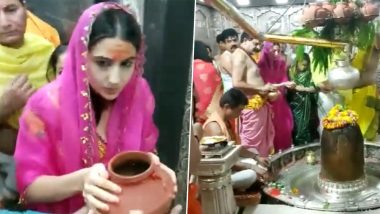 Zara Hatke Zara Bachke: Sara Ali Khan Offers Prayer at Mahakaleshwar Temple in Ujjain (Watch Video)