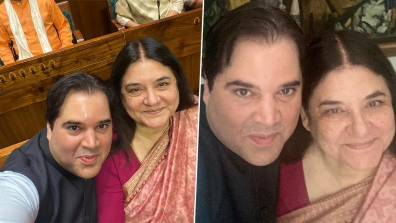 Varun Gandhi Takes Selfie With Mother Maneka Gandhi At New Parliament Building Inauguration (See Pics)