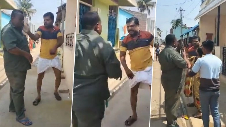 Karnataka Shocker: Man Slaps, Attacks Electricity Company Employee With Chappals in Koppal, Arrested After Video Surfaces Online