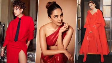 Red Hot Alert! From Priyanka Chopra to Kiara Advani, View Photos of Leading Ladies of Bollywood Sizzle in Red Outfits