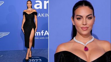 Cristiano Ronaldo's Sexy Girlfriend Georgina Rodriguez Looks Chic in Cleavage-Revealing Black Dress With Thigh-High Slit at AmfAR Gala Cannes 2023 (View Pics)