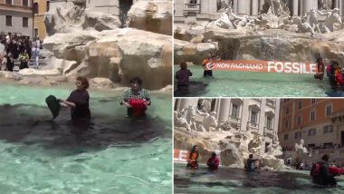 Climate Activists Pour Diluted Charcoal Into Rome's Trevi Fountain To Protest Against Fossil Fuels, Video Goes Viral