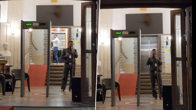 'Saanj Dhale Gagan Tale' Mumbai Security Guard's Soulful Rendition at IMC Office Goes Viral, Watch Video