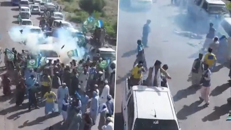 Suicide Attack in Pakistan Video: Jamaat-e-Islami Chief Siraj Ul Haq Narrowly Escape Suicide Bomb Blast in Zhob, Incident Caught on Camera