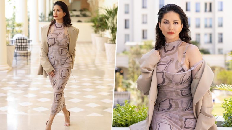 Sunny Leone At Cannes 2023: Kennedy Actress Steals The Show In Beige Printed Dress Paired With A Jacket (View Pics)