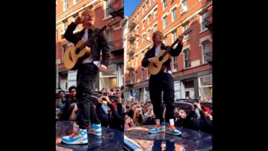 Ed Sheeran Surprises Fans with Performance on Top of Car in New York after Copyright Trial (Watch Video)