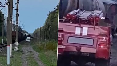 Russia Train Derails: Freight Train Derails After Hitting 'Explosive Device' Near Ukraine (Watch Video)