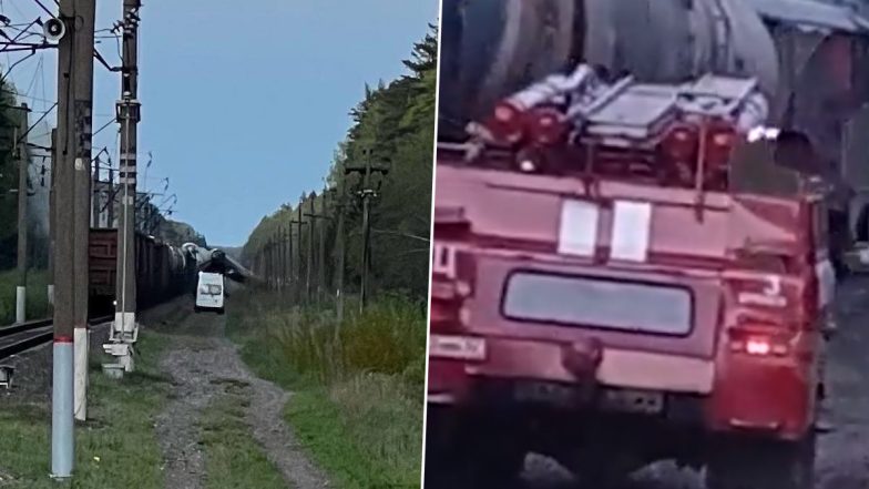 Russia Train Derails: Freight Train Derails After Hitting 'Explosive Device' Near Ukraine (Watch Video)