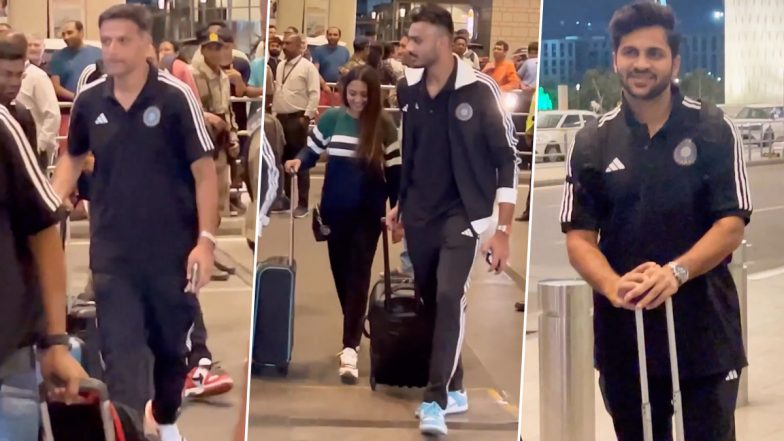 WTC 2023 Final: Head Coach Rahul Dravid and First Batch of Indian Players Including Axar Patel, Shardul Thakur Leave For England (Watch Video)