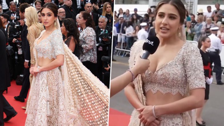 Cannes 2023: Sara Ali Khan Is a Dazzling Beauty in This Stylish Lehenga at the Red Carpet of the Prestigious Film Fest (View Pics)