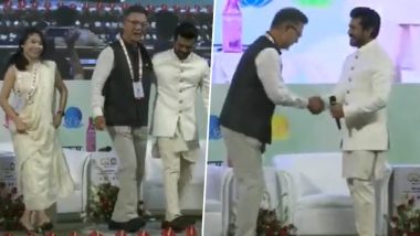 Ram Charan Dances to RRR Song ‘Naatu Naatu’ with Korean Ambassador to India Chang Jae Bok (Watch Video)