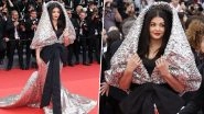 Cannes 2023: Aishwarya Rai Bachchan Turns Heads in an Oversized Silver Hooded Gown by Sophie Couture at French Riviera (View Pics)