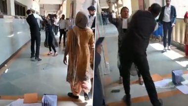 Delhi: Intense Fight Breaks Out Between Two Lawyers on Rohini Court Premises, Female Advocate Lodges Assault Complaint (Watch Video)