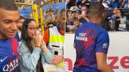 Kylian Mbappe Meets Fan After Accidentally Injuring Her During Warm-Up at the Start of Strasbourg vs PSG Ligue 1 Clash (Watch Video)