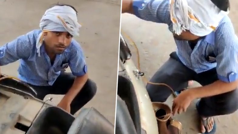 Petrol Pump Attendant Retrieves Fuel From Scooter After Customer Pay With Rs 2,000 Note in Uttar Pradesh's Jalaun, Video Surfaces Online