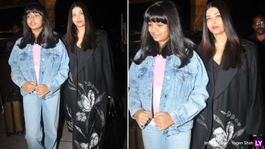 Cannes 2023: Aishwarya Rai Bachchan and Aaradhya Bachchan Leave for the Prestigious Event, Mother-Daughter Duo Poses With Fans at Airport (Watch Video)