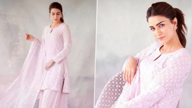 Adipurush: After ‘Ram Siya Ram’ Song Release Kriti Sanon Seeks Blessings at Sita Gufa Mandir in Beautiful Pink and White Sharara Suit (View Pics)