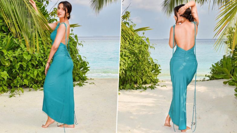 Hot! Jasmin Bhasin Looks Mesmerising in a Gorgeous Blue Backless Dress on Her Beach Holiday, View Pictures