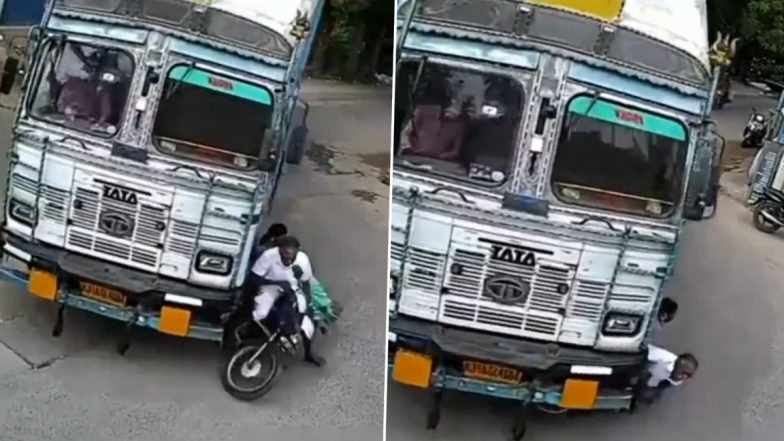 'Don't Overtake'! Bike Going Past Truck Gets Crushed Under It As Huge Vehicle Takes Turn, Horrifying Video Shows Dangers Of Overtaking