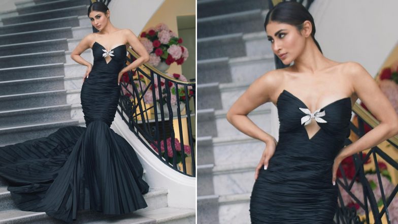 Mouni Roy at Cannes 2023 Photos: Indian Actress Makes a Stylish Entrance at Cannes Film Festival in Strapless Black Dress!