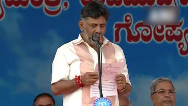 DK Shivakumar Becomes New Karnataka Deputy CM: State Congress President Sworn In as Deputy Chief (Watch Video)