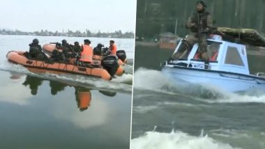 G20 Summit 2023: CRPF Commandos Conduct Special Drill in Jammu and Kashmir’s Dal Lake as Part of Security Preparedness (Watch Video)