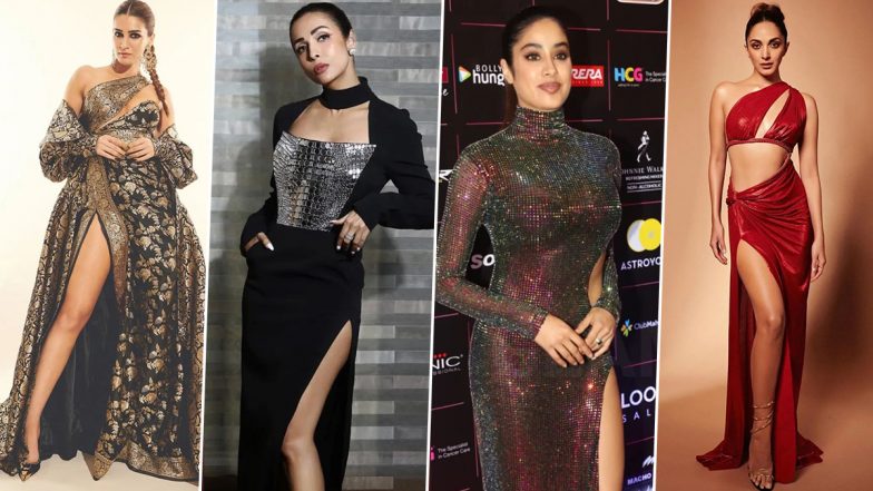 Xxx Jhanvi Kapoor - Kriti Sanon, Janhvi Kapoor & Others Flaunting Their Toned Legs in  Thigh-High Slit Dresses! | LatestLY