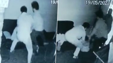 Uttar Pradesh Shocker: Two Men Thrash Building Security Guard Over Parking Issue in Noida; One Accused Arrested After Video Goes Viral, Search on For Another