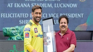 Sports News | IPL 2023: MS Dhoni Felicitated in Lucknow Ahead of LSG-CSK Clash