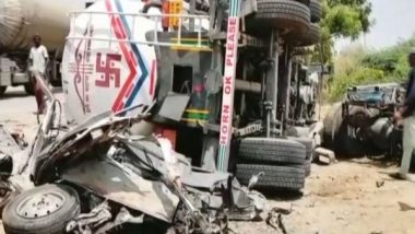 Rajasthan Road Accident: Eight Persons, Including Three Children, Killed As Tanker Crushes Car on Jaipur-Ajmer Highway in Dudu District