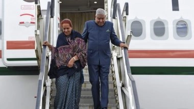 World News | Coronation of King Charles III: VP Dhankhar Lands in London, Will Attend Commonwealth Day Reception Today